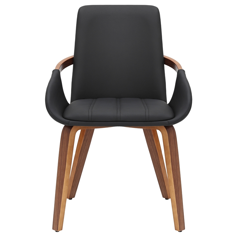 Inspire Modern Faux Leather Bentwood Dining Chair in Black/Dark Walnut(Set of 2)