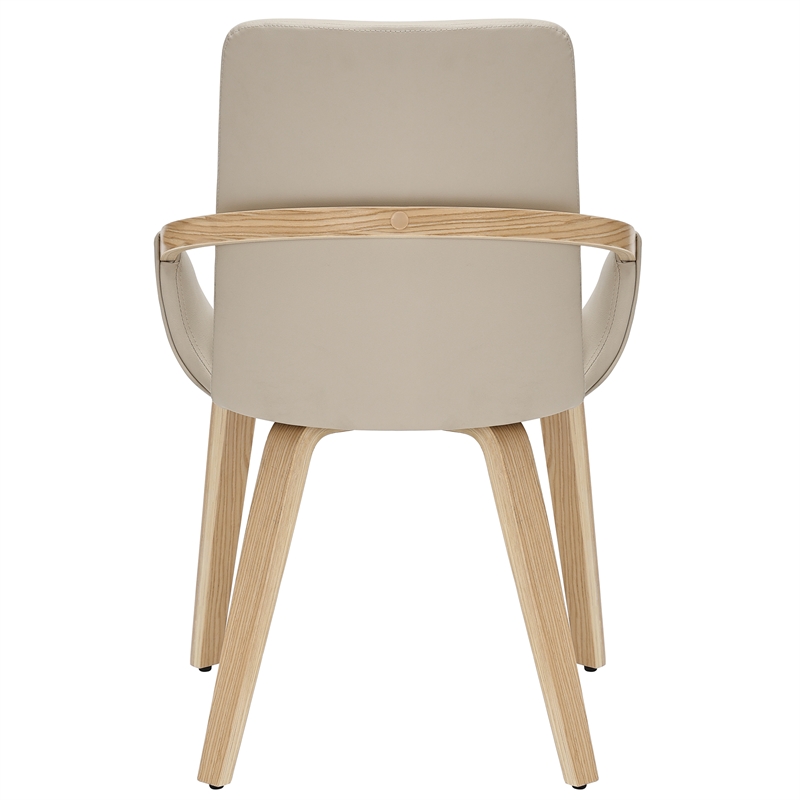 Inspire Modern Faux Leather Bentwood Dining Chair in Sand/Natural (Set of 2)