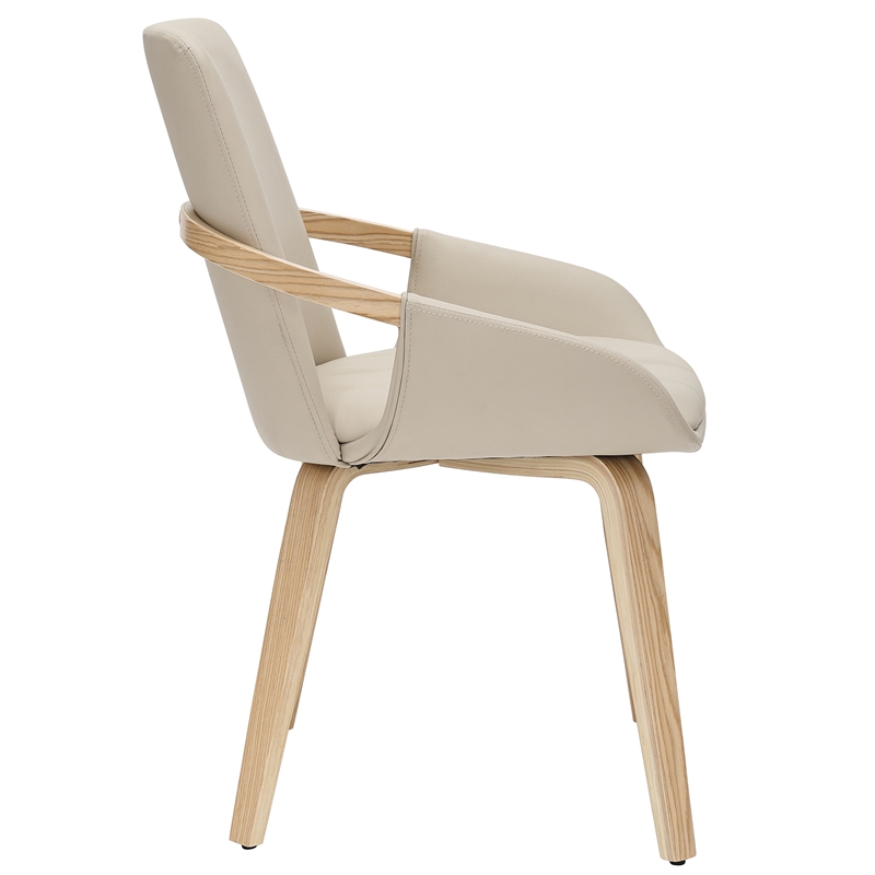 Inspire Modern Faux Leather Bentwood Dining Chair in Sand/Natural (Set of 2)