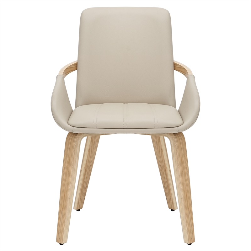 Inspire Modern Faux Leather Bentwood Dining Chair in Sand/Natural (Set of 2)