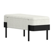 Inspire Mid-Century Modern Boucle Fabric & Metal Storage Bench - Ivory & Black