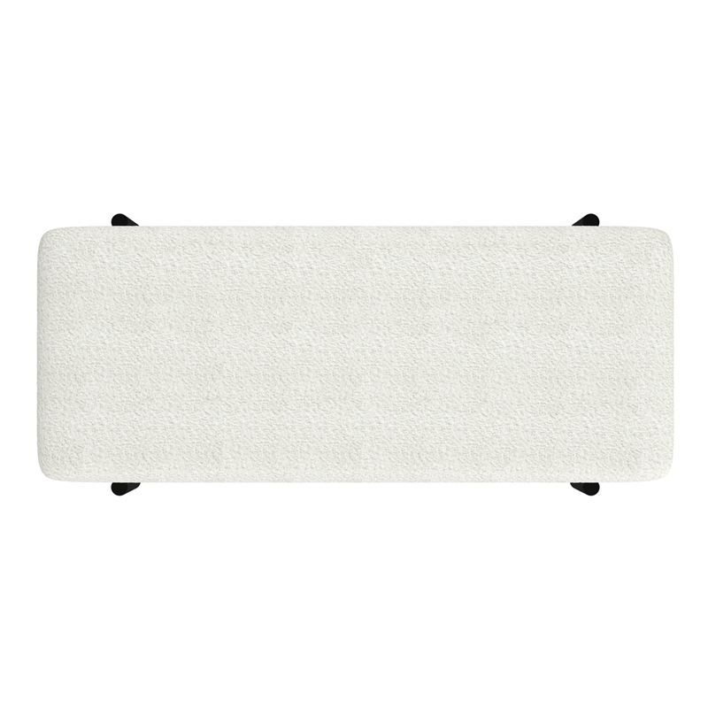 Inspire Mid-Century Modern Boucle Fabric & Metal Storage Bench - Ivory & Black