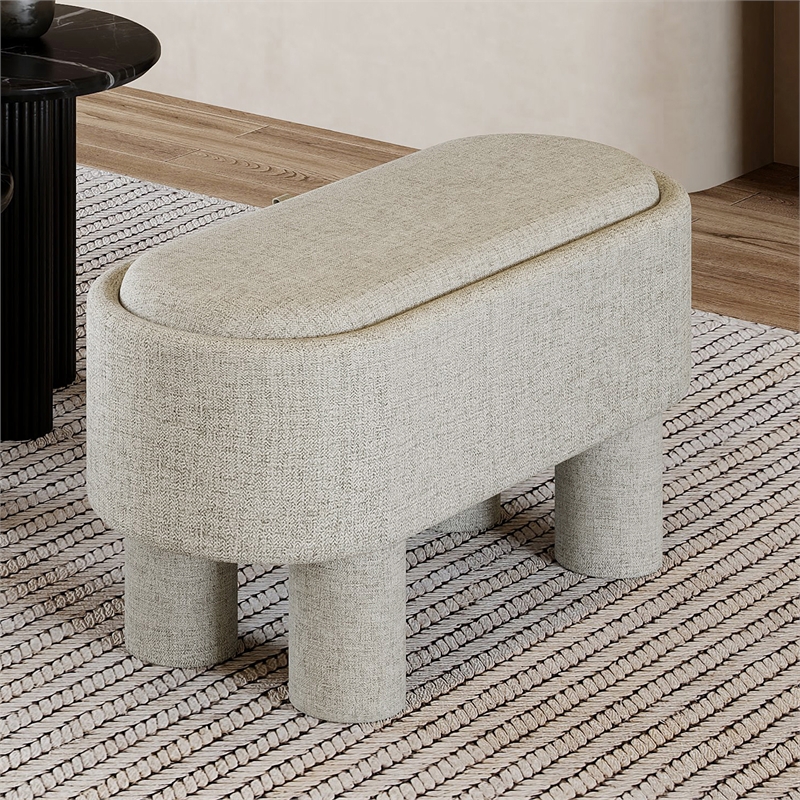 Inspire Modern Fabric Storage Ottoman Bench - Warm Grey