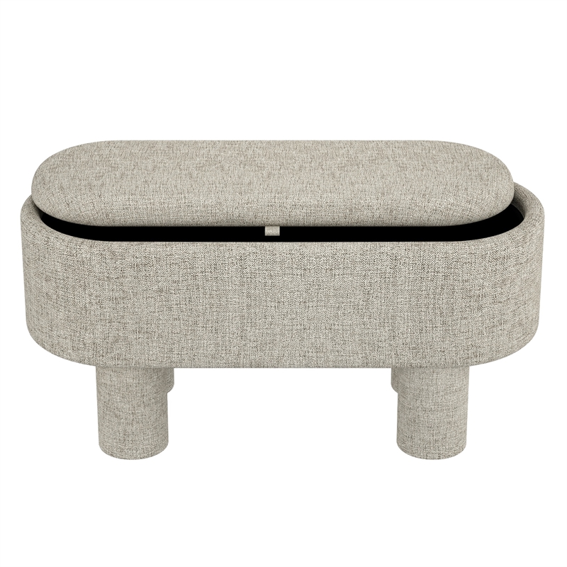 Inspire Modern Fabric Storage Ottoman Bench - Warm Grey
