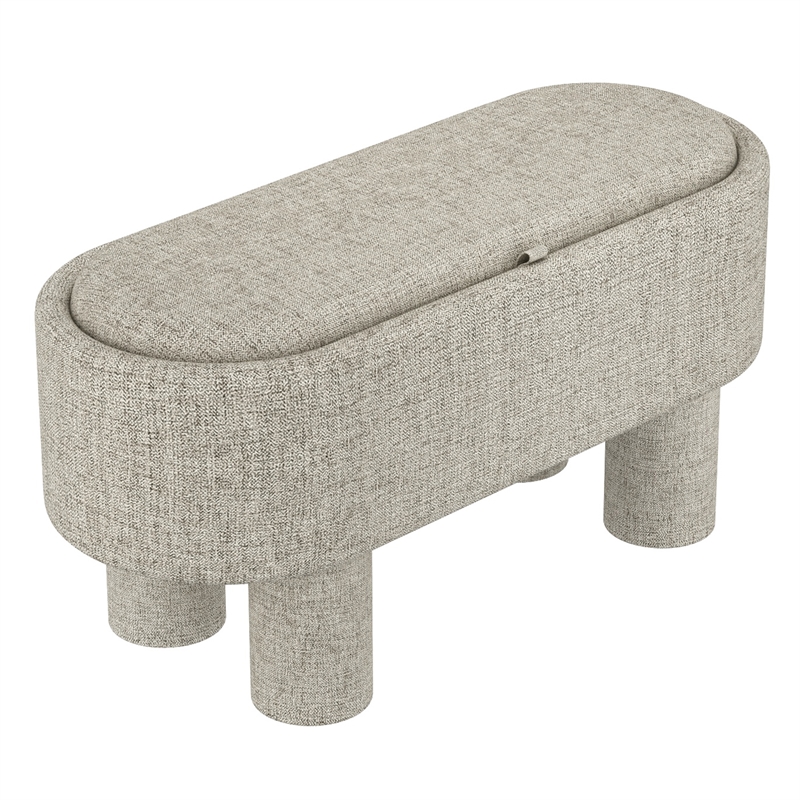 Inspire Modern Fabric Storage Ottoman Bench - Warm Grey