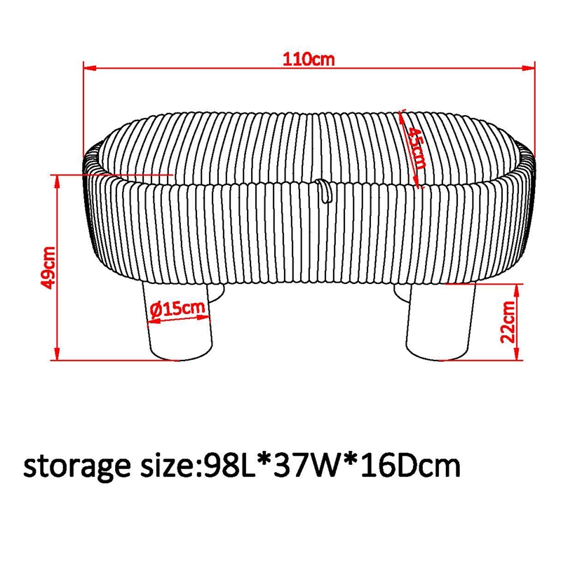 Inspire Modern Fabric Storage Ottoman Bench - Warm Grey