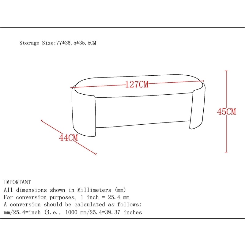 Inspire Modern Fabric Storage Ottoman - Ivory
