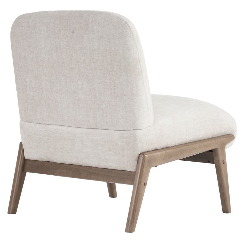Inspire Contemporary Velvet & Solid Wood Accent Chair - Beige & Walnut