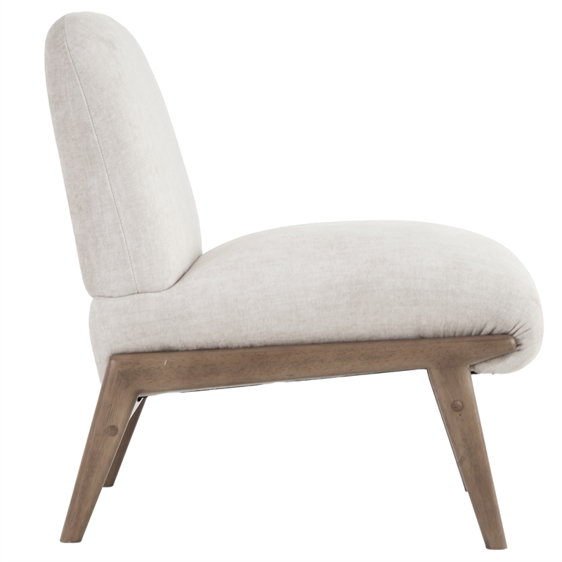 Inspire Contemporary Velvet & Solid Wood Accent Chair - Beige & Walnut