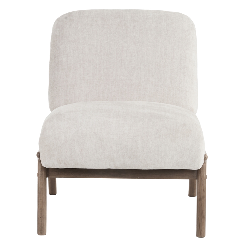 Inspire Contemporary Velvet & Solid Wood Accent Chair - Beige & Walnut