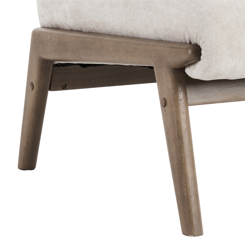 Inspire Contemporary Velvet & Solid Wood Accent Chair - Beige & Walnut