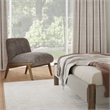 Inspire Contemporary Velvet & Solid Wood Accent Chair - Dark Taupe & Walnut