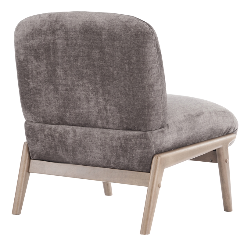 Inspire Contemporary Velvet & Solid Wood Accent Chair - Dark Taupe & Walnut