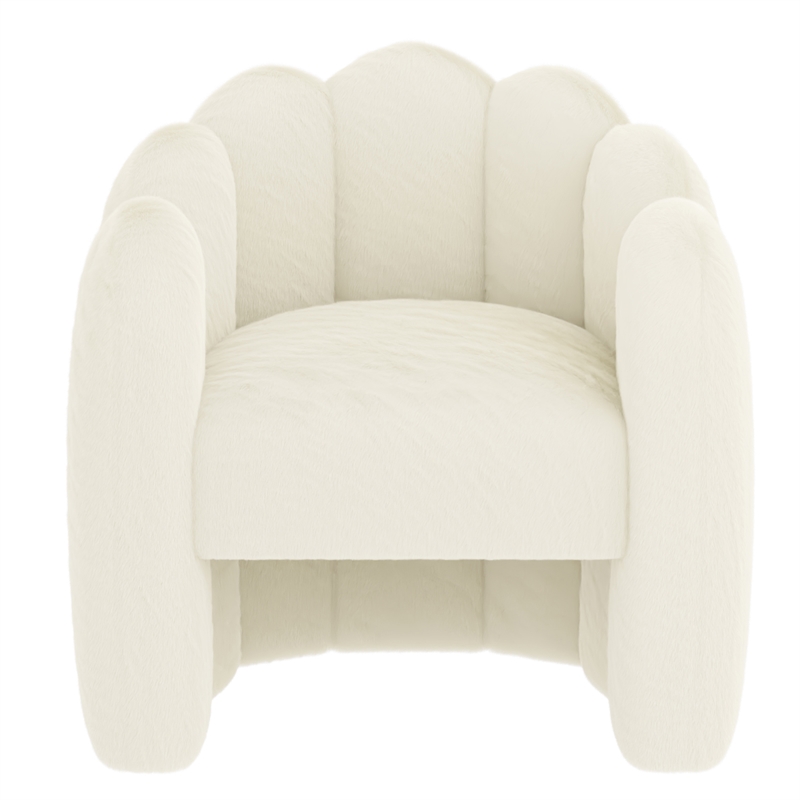 Inspire Modern Faux Fur Accent Chair - Ivory