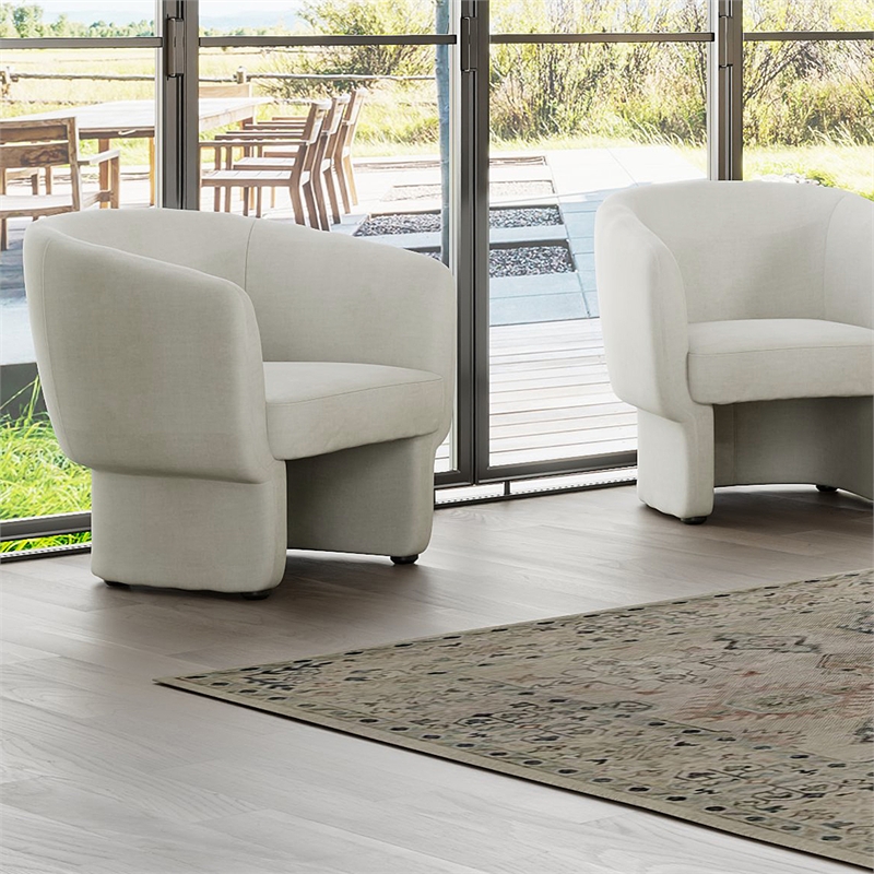 Inspire Contemporary Velvet Accent Chair - Beige