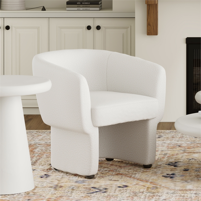 Inspire Contemporary Fabric Accent Chair - White Boucle