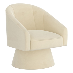 Inspire Modern Velvet Accent Chair - Ivory