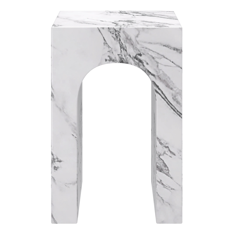 Inspire Contemporary ECC Concrete Square Accent Table in White