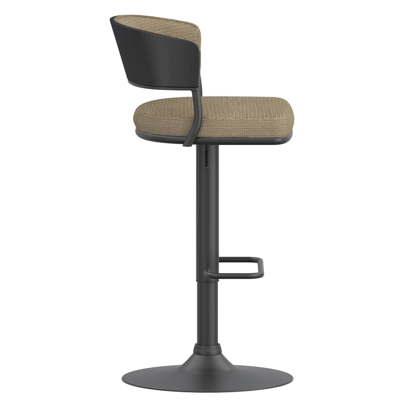 Inspire Fabric Bentwood Metal Adjustable Air-Lift Stool in Beige/Black(Set of 2)