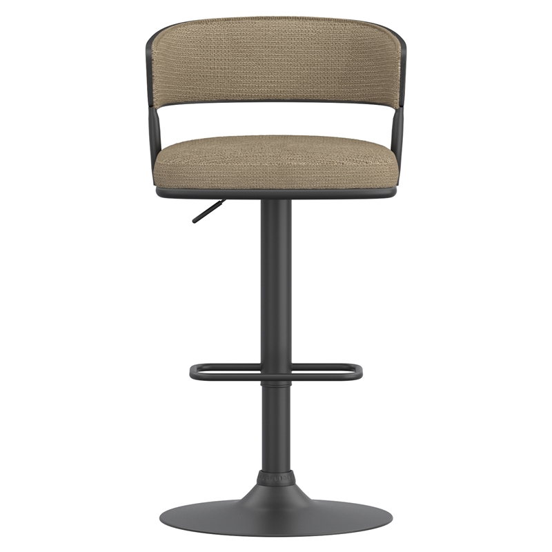 Inspire Fabric Bentwood Metal Adjustable Air-Lift Stool in Beige/Black(Set of 2)