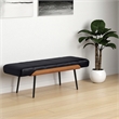 Inspire Mid-Century Modern Faux Leather & Metal Bench - Black & Walnut