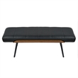 Inspire Mid-Century Modern Faux Leather & Metal Bench - Black & Walnut