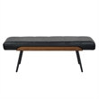 Inspire Mid-Century Modern Faux Leather & Metal Bench - Black & Walnut