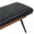 Inspire Mid-Century Modern Faux Leather & Metal Bench - Black & Walnut