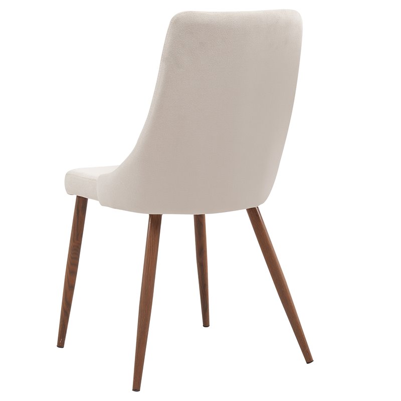 MidCentury Fabric and Metal Dining Chair Set of 2 Beigeand Walnut