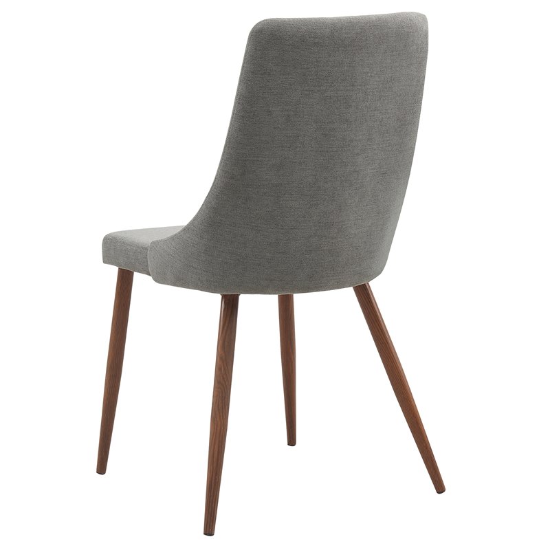 MidCentury Fabric and Metal Dining Chair Set of 2 Grey and Walnut