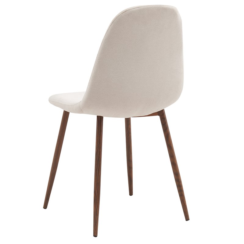 MidCentury Fabric and Metal Dining Chair Set of 4 Beigeand Walnut