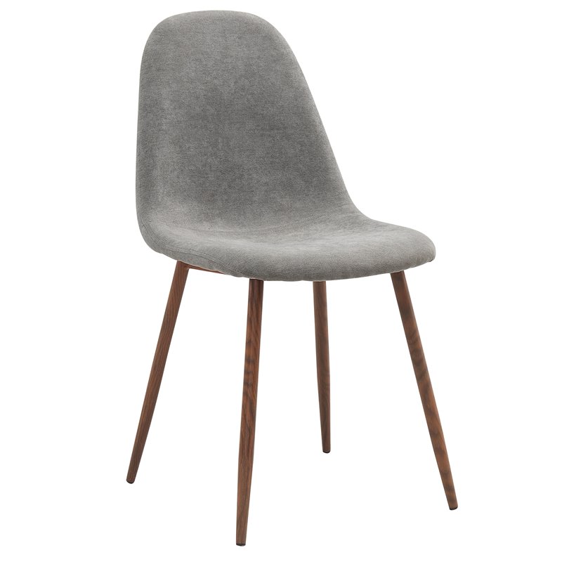 MidCentury Fabric and Metal Dining Chair Set of 4 Grey and Walnut