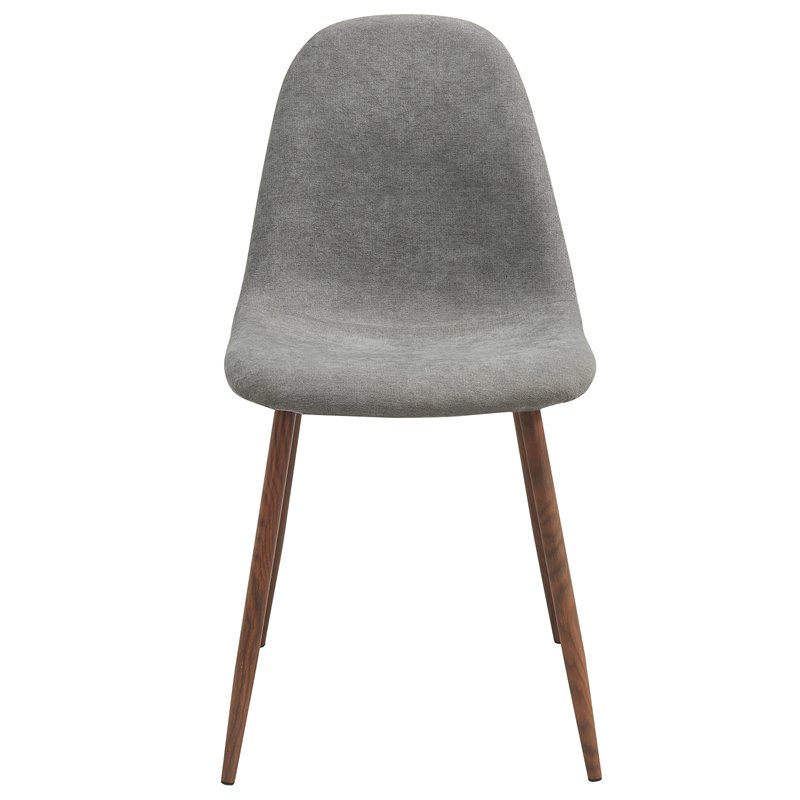 MidCentury Fabric and Metal Dining Chair Set of 4 Grey and Walnut