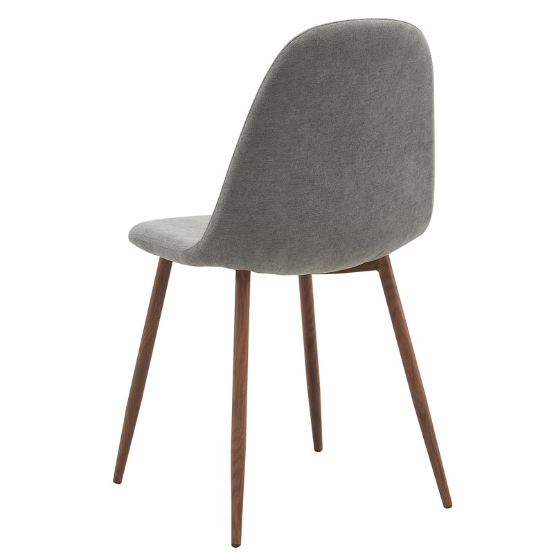 MidCentury Fabric and Metal Dining Chair Set of 4 Grey and Walnut