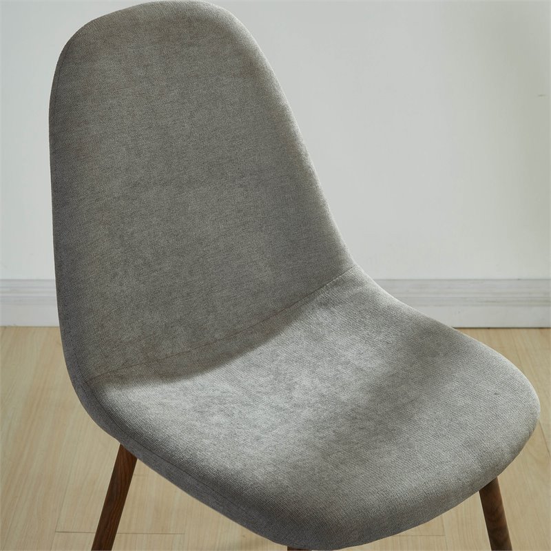 MidCentury Fabric and Metal Dining Chair Set of 4 Grey and Walnut