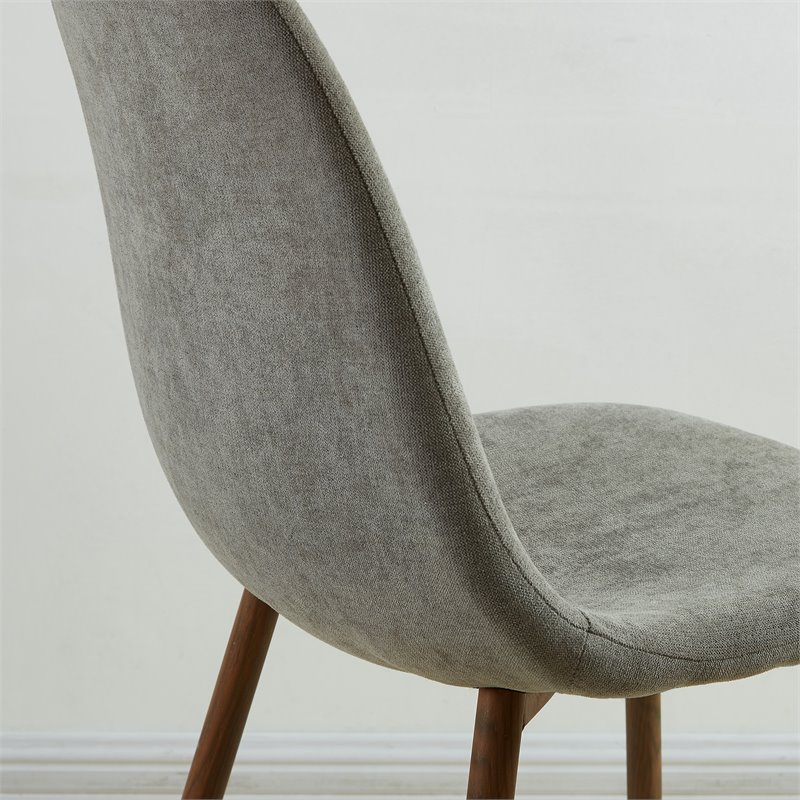 MidCentury Fabric and Metal Dining Chair Set of 4 Grey and Walnut