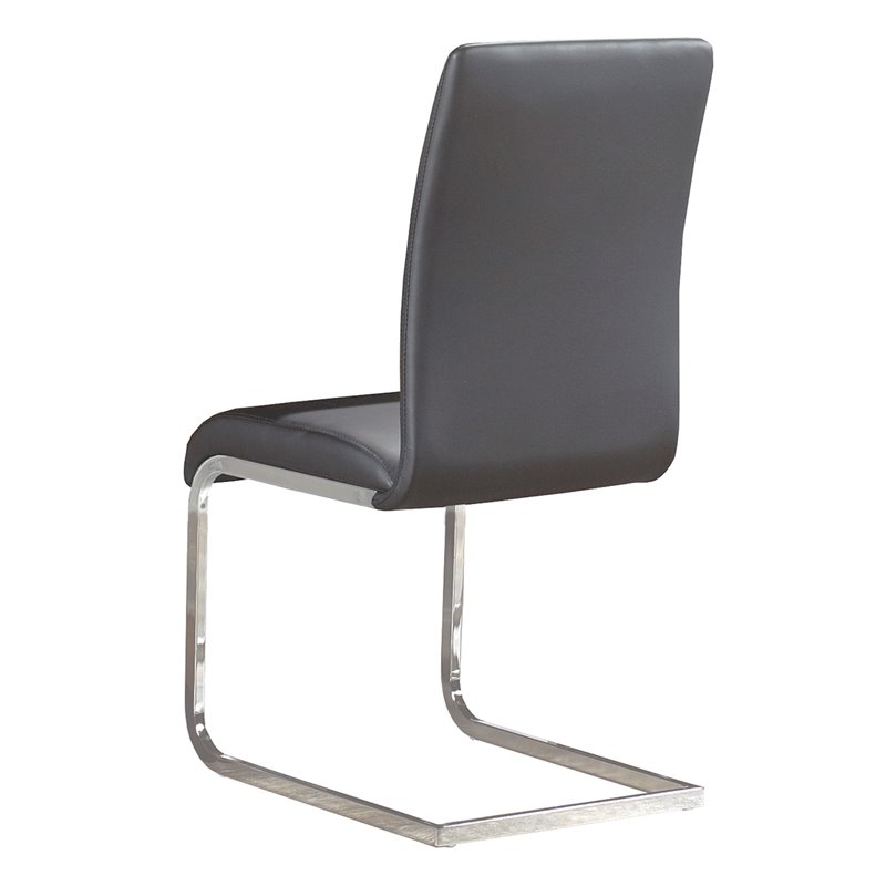 Contemporary Faux Leather and Metal Dining Chair Set of 2 Grey and Chrome