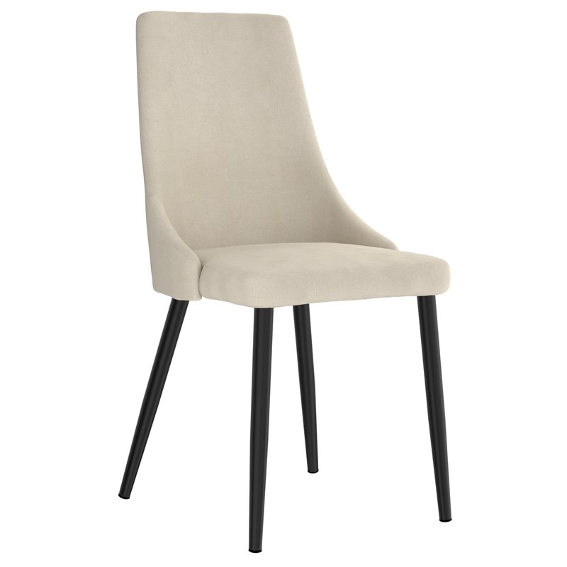 MidCentury Fabric and Metal Dining Chair Set of 2 Beigeand Black