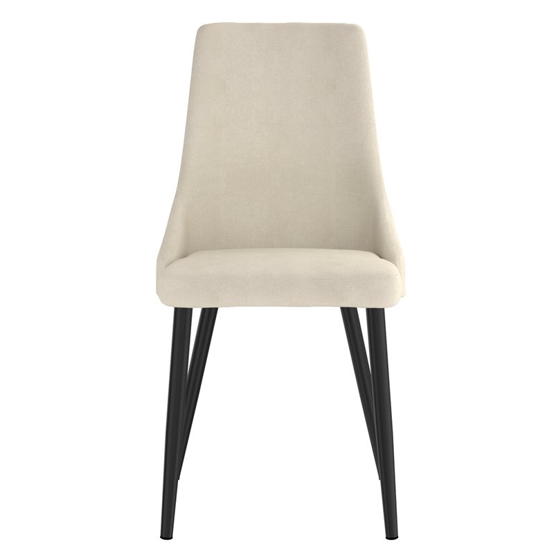 MidCentury Fabric and Metal Dining Chair Set of 2 Beigeand Black