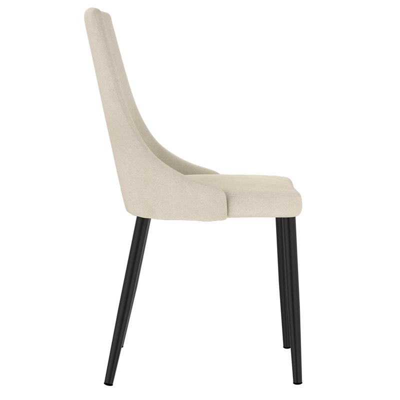 MidCentury Fabric and Metal Dining Chair Set of 2 Beigeand Black