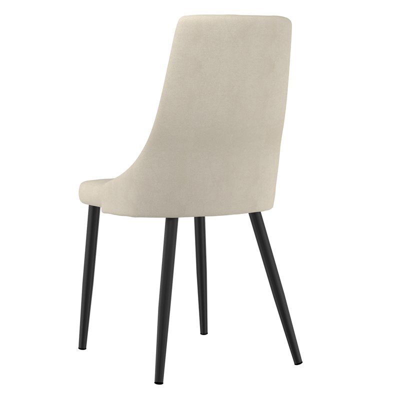 MidCentury Fabric and Metal Dining Chair Set of 2 Beigeand Black