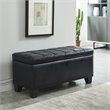 Modern Faux Leather Rectangular Storage Ottoman Bench Black