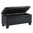 Modern Faux Leather Rectangular Storage Ottoman Bench Black