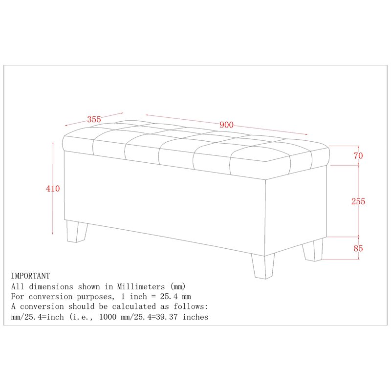 Modern Faux Leather Rectangular Storage Ottoman Bench Black