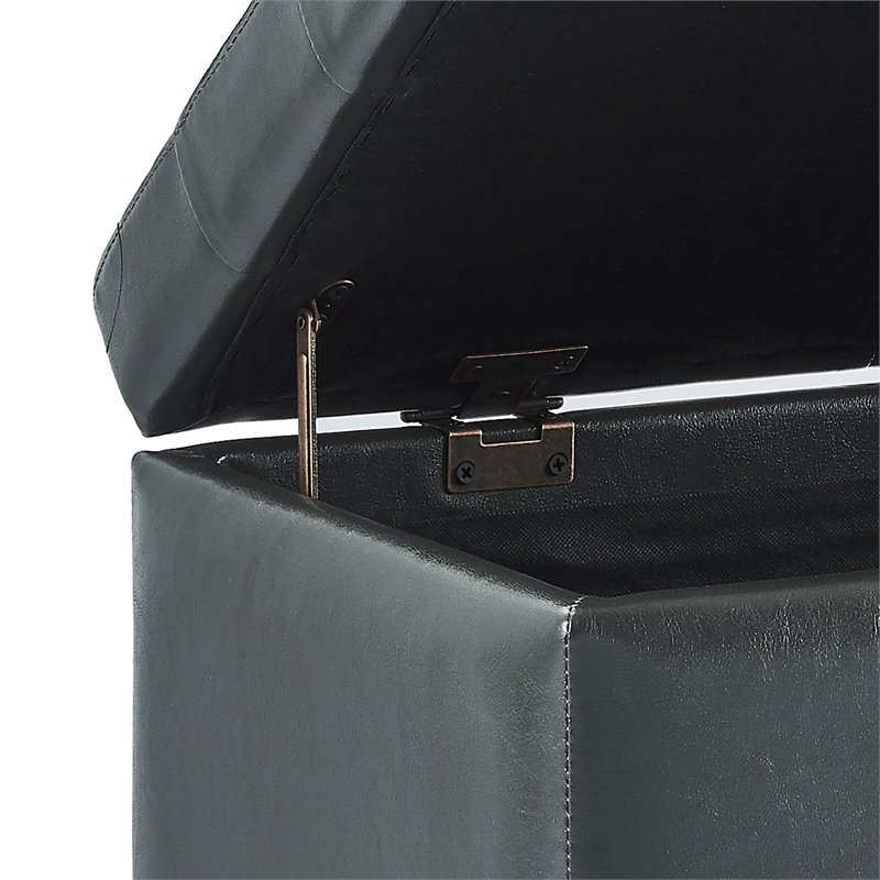 Modern Faux Leather Rectangular Storage Ottoman Bench Grey