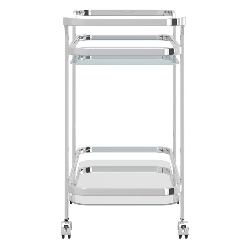 Contemporary Metal and Glass 2tier Bar Cart Chrome