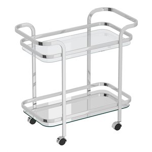 Contemporary Metal and Glass 2tier Bar Cart Chrome