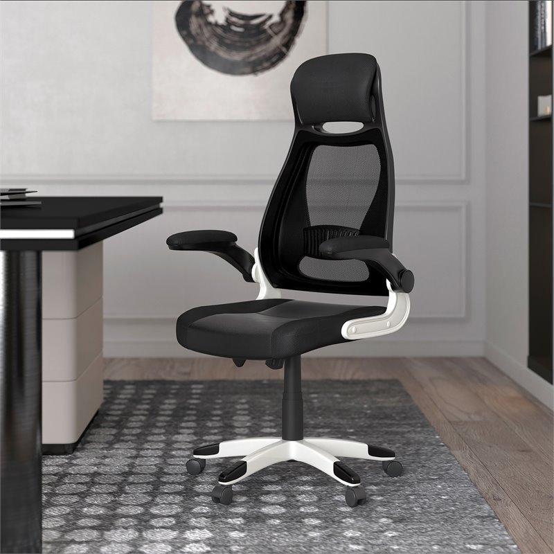 Modern Fabric and Metal Office Chair Grey and Black