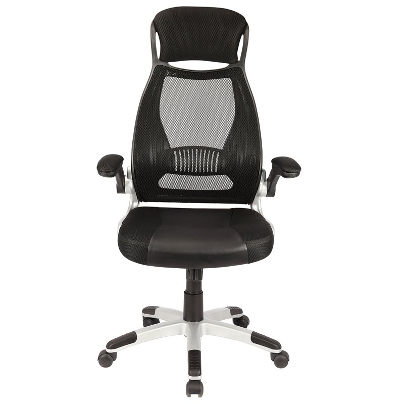 Modern Fabric and Metal Office Chair Grey and Black