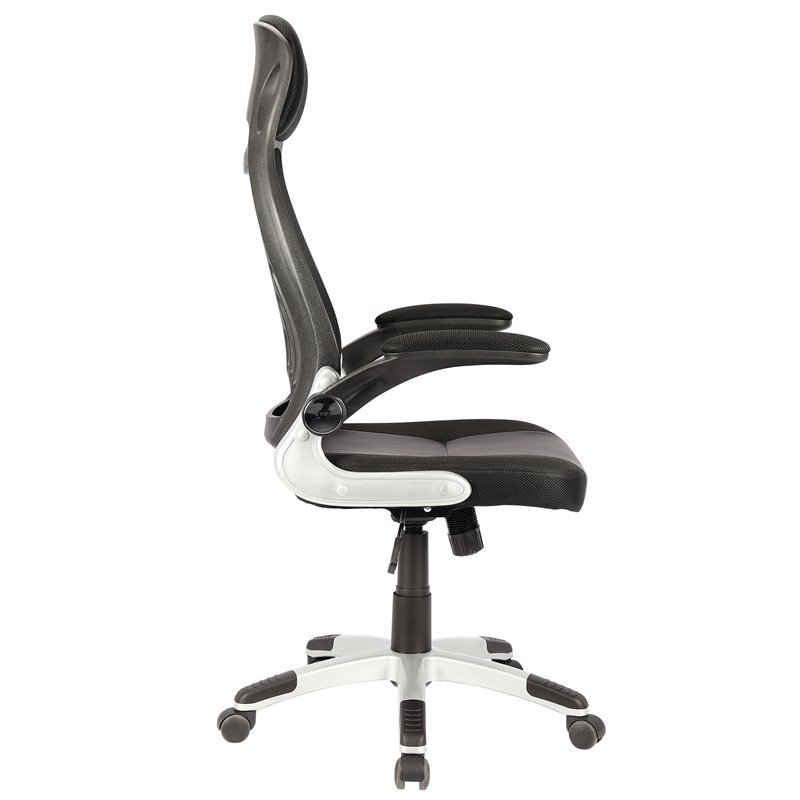 Modern Fabric and Metal Office Chair Grey and Black